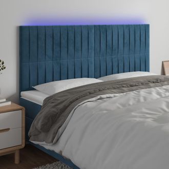 vidaXL Cabecero Con Luces Led Terciopelo Azul Oscuro 160x5x118/128 Cm Vidaxl
