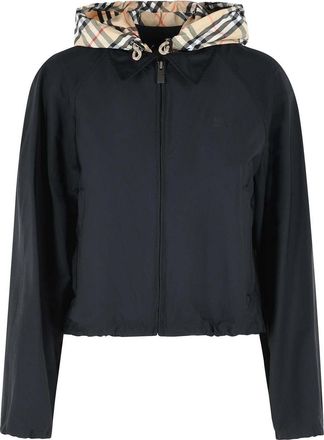 Burberry Cropped Black Polyamide Hooded Jacket