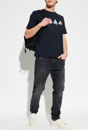 Paul Smith T-shirt With A Colorful Print, Mens, Navy Blue