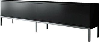 Dmora Mobile porta tv Espero, Credenza da soggiorno, Armadio basso per tv, Base parete attrezzata, 180x30h47 cm, Nero e Argento - Dmora
