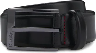 HUGO BOSS Lederg&uuml;rtel HUGO Garney Sz35, Herren, Gr. 11,5, schwarz (schwarz 001), Rindsleder, unifarben, G&uuml;rtel Lederg&uuml;rtel, aus edlem Glattleder