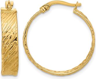 Diamond2Deal 14K Yellow Gold Textured Round Hoop Earrings 22 mm