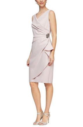 Alex Evenings Contour Collection Side Ruched Cocktail Dress in Blush at Nordstrom, Size 10