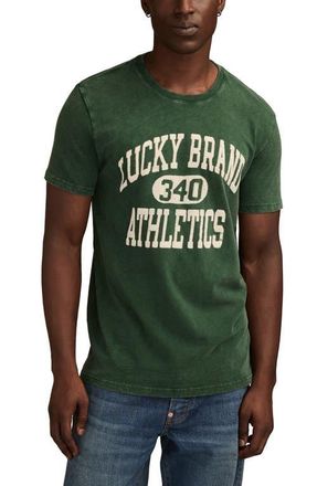 Lucky Brand Athletics Flocked Logo Graphic T-Shirt in Dark Green at Nordstrom, Size Xx-Large