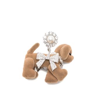 Yvmin Pave Bowknot Plush Puppy Earring