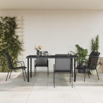 vidaXL Juego De Comedor Para Jard&iacute;n 5 Piezas Acero Y Textilene Negro Vidaxl