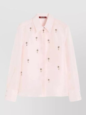 Max Mara shirt high collar cuffs jewel buttons