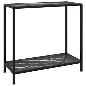 vidaXL Mesa De Consola Negro Vidrio Templado 80x35x75 Cm Vidaxl