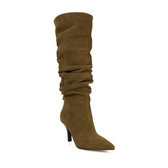 Dune London Womens Ladies Santi - Slouchy Leather Knee High Boots - Khaki - Size UK 4