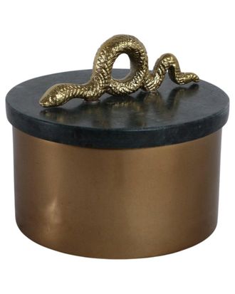 Sagebrook Home 5X5in Round Marble & Metal Box With Snake