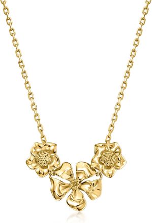Ross-Simons Italian 10kt Yellow Gold Flower Necklace