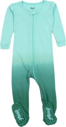 Leveret Footed Printed Cotton Pajamas, Solids, Stripes & Tie Dye in Tie Dye Aqua at Nordstrom, Size 18-24M