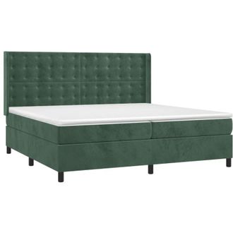 vidaXL Vidaxl - Cama Box Spring Con Colch&oacute;n Terciopelo Verde Oscuro 200x200 Cm