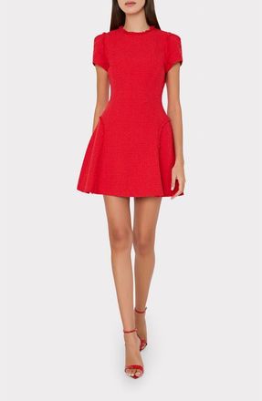Milly Samara Boucl&eacute; Fit & Flare Minidress in Red at Nordstrom, Size 10