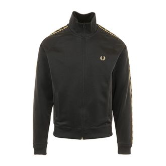 Fred Perry Zip-throughs, male, Black, Size: XL Contrast Tape Track Jacket