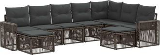 vidaXL Conjunto De Sof&aacute;s De Jard&iacute;n 9 Uds. Gris Y Gris Oscuro Vidaxl