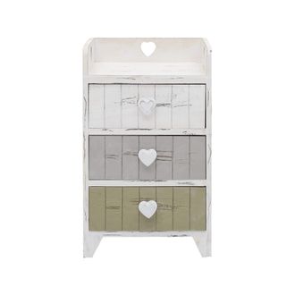 Mobili Rebecca Rebecca Mobili Mesas De Noche 3 Cajones Madera Blanco Gris 58x35x27