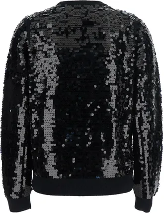Semicouture Womens Black Wool Sweater With Sequins Virgin Tops Top