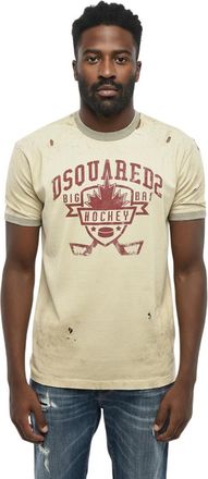 Dsquared2 Beige Distressed Logo T-Shirt