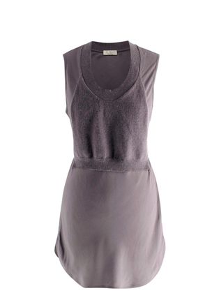 Brunello Cucinelli Cashmere Wool Grey Draped Top with Waist Tie Size L