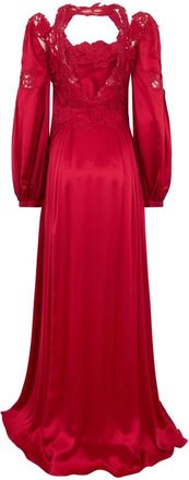 Alberta Ferretti Kleedjes, Dames, Rood, L, Lange jurk met pofmouwen