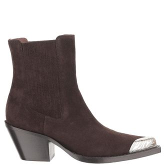 PARIS TEXAS Pointed-Toe Suede Ankle Boots With Metallic Detailing