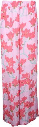 Semicouture Chiffon Wijde Broek met Zakken - Dames - Wijde Broeken - Roze - XL - Chiffon - Broeken