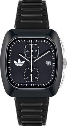 adidas Retro Wave Two Chronograph Bio-Resin Strap Watch, 39mm in Black at Nordstrom