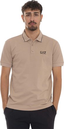 Emporio Armani Polo in cotone piquet Beige EA7 Uomo