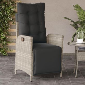 vidaXL Vidaxl - Sill&oacute;n Reclinable De Jard&iacute;n Con Reposapi&eacute;s Rat&aacute;n Pe Gris Claro