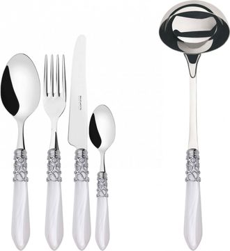 Bugatti Melodia Ghiera Cromata, Posate Set 49 Pz, Scatola Legno Weng&egrave;, Casa Bugatti - Colore: Bianco