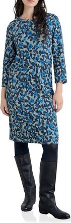 Seasalt Cornwall Cornish Oaks Long Sleeve Stretch Organic Cotton Dress in Pressed Plants Lichen at Nordstrom, Size 10 Us