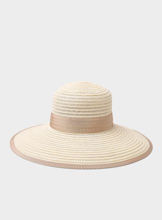 Simons Womens Sheer stripe hemp hat Exclusive collection from Italy