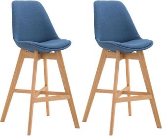 Clp Set 2x Taburete Cannes En Tela Azul Natural