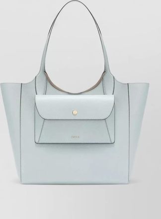 Furla medium tote bag front pocket metal hardware top handles