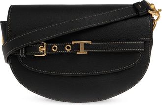Tod's Mini T Signature Lederen Crossbody Tas - Dames - Schoudertassen - Zwart - ONE Size - Leer - Tassen
