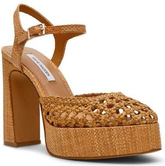 Steve Madden Lexie Ankle Strap Platform Pump in Cognac at Nordstrom, Size 9