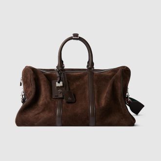 Gucci Medium Perforated GG Duffle Bag, Brown, Suede