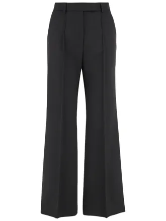 Ql2 Quelledue Tailored Black Pants With Pressed Pleats And Belt Loops