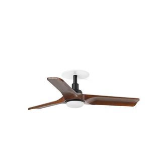 Netlighting Heywood Recessed 90cm LED Ceiling Fan Matt Black Walnut Blades CCT