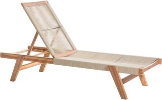 Beliani Beliani - Outdoor Garden Patio Poolside Lounger Sunbed Reclining Acacia Wood Rope Beige Prossedi