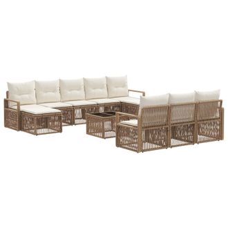 vidaXL Conjunto De Sof&aacute;s De Jard&iacute;n 11 Pcs Beige Rat&aacute;n Sint&eacute;tico Vidaxl