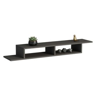 Dmora Mueble Tv Ivrea, 2 Compartimentos, Soporta 40 Kg, Instalaci&oacute;n Flotante, 120x30x18h Cm Negro Antracita
