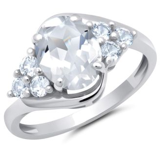 MAX + STONE 10k Yellow or White Gold Oval Cut Gemstone Sunburst Halo Ring