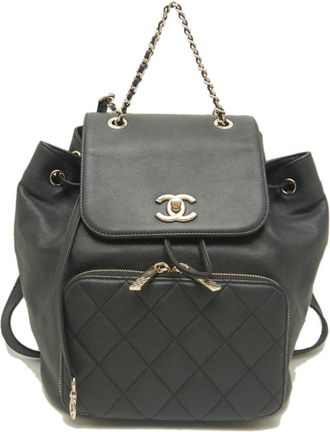 Chanel Black Grained Calfskin Backpack (Pre-Owned)