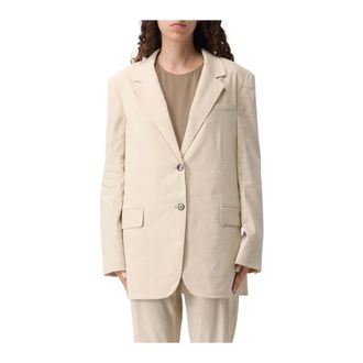 Theory Blazers, female, Beige, Size: 3XS Classic Lightweight Notched Lapel Button Closure Blazer
