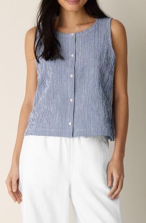 Eileen Fisher Crinkled Stretch Organic Cotton Vest in Light Dive at Nordstrom, Size X-Large