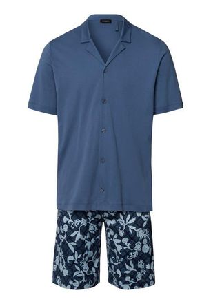 Hanro Night And Day Button Front Cotton Pajama Set in Night Blue Tiles at Nordstrom, Size Xx-Large