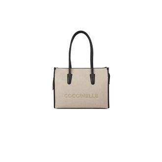Coccinelle Tote Bags, female, Beige, Size: ONE SIZE Myrtha26 Canvas Handbag