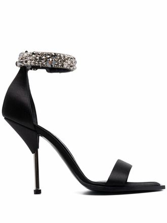 Alexander McQueen satin-embellished sandals - Black